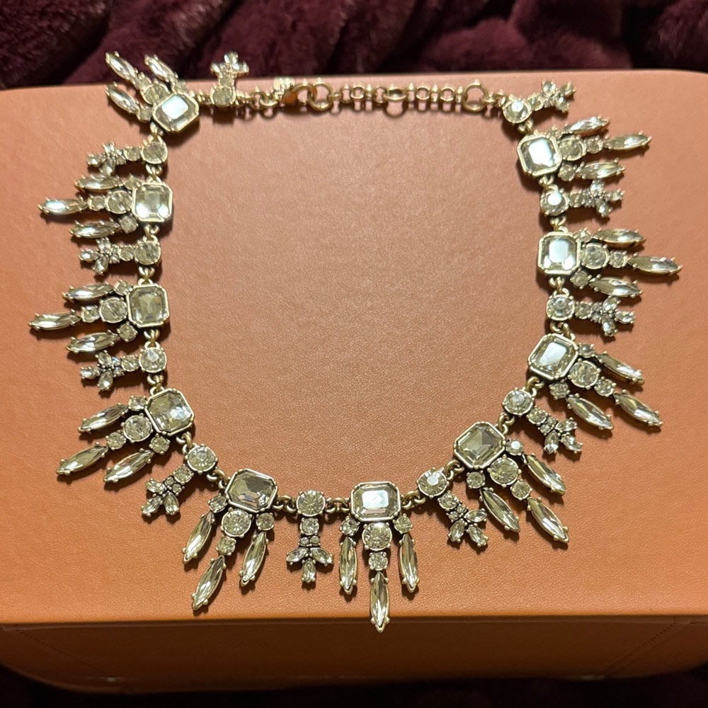 Stella & Dot Gold Crystal Fringe Statement Necklace